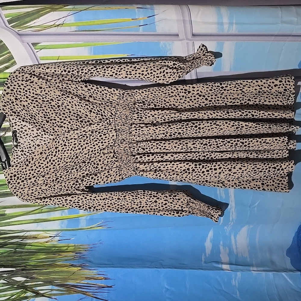 Elegant Long Sleeve Leopard Dress